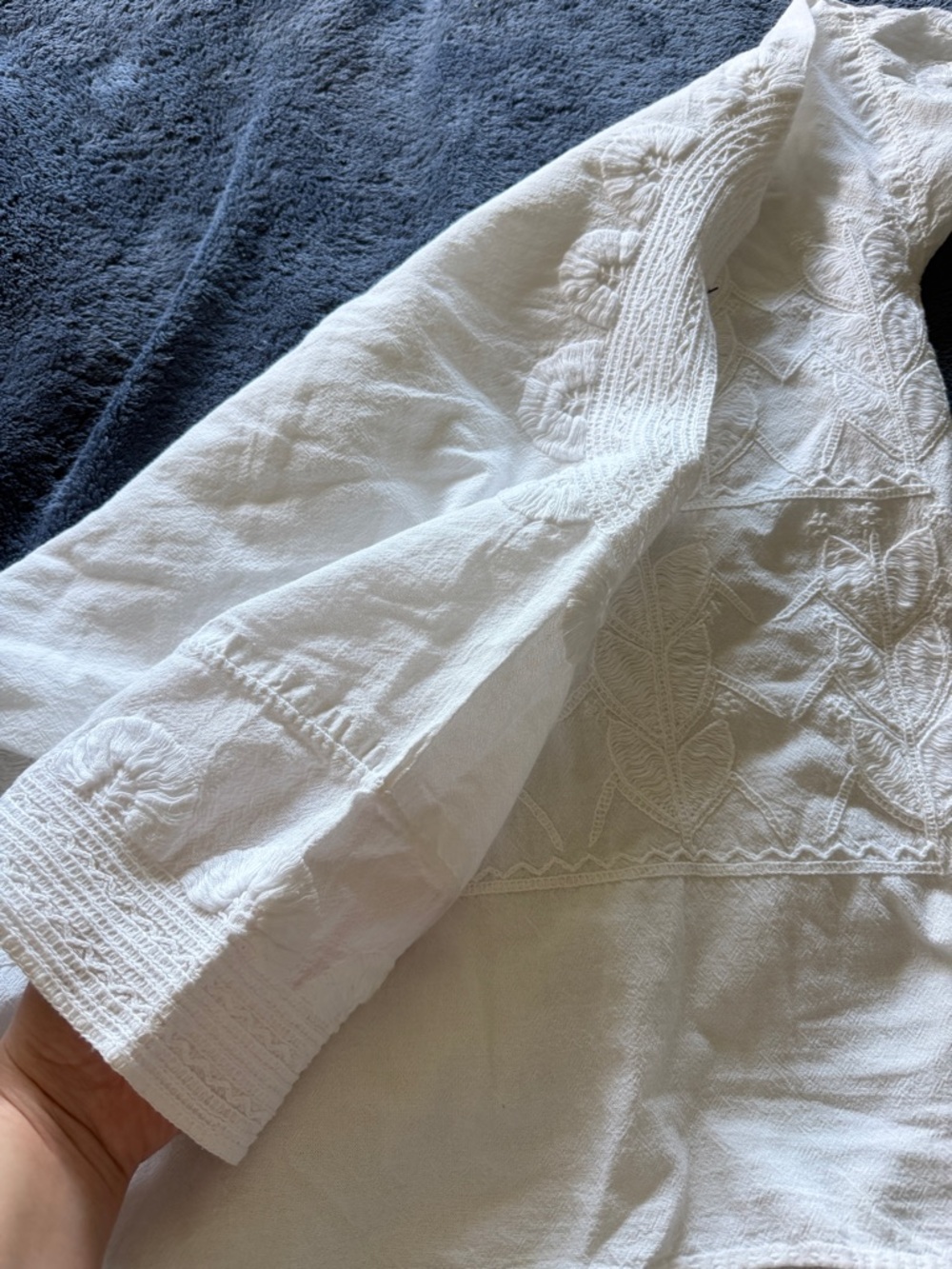 White Embroidered Cotton Top